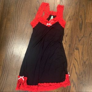 Red lace and black nightie